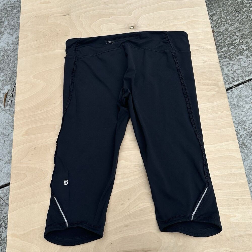 Lululemon Fast And Free Crop Capri Reflective Leggings, Black, Sz 10